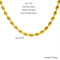 Collier minimaliste en acier inoxydable plaqué or 18k avec perles ovales 4mm - Or 18K / Doré