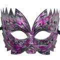 Vintage Silber und Rosarot Halbmaske für Maskerade mit gezackten Hörnern Design - Gezackt / Lila