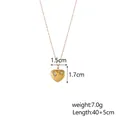 Gold heart pendant necklace with star zircon inlays, length 40+5cm and weight 7g - Gold Double Stone Heart