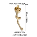 Delicate gold brass rose pendant charm for DIY jewelry making with dimensions and weight - Gold Rose Branch (CX162-7)