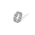 Minimalist silver geometric hollow grid ring in polished stainless steel for women - Silver Geometric Lattice Style (TR4005-S)