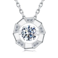 Elegante collana in argento S925 con pendente ottagonale brillante e pietra mobile - Collana Danzante Ottagono Serpenti
