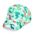Mint green kids baseball cap featuring colorful cartoon dinosaur and palm tree patterns - 52-54cm / #28 (Mint Dinosaur)