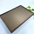 Dark brown faux leather 100-slot jewelry tray for ring and stud display - Brown + Khaki Brushed Leather