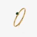 Minimalist golden stainless steel ring with a round green gemstone birthstone - US 6 / May Green (Emerald Color)