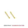 Set de 2 pares de pendientes dorados de plata S999 con un diseño de barra minimalista - Juego de 2 pares / Oro (8-9mm/Para los lóbulos de las orejas)