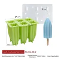 Green 6-cavity silicone popsicle mold with lid and spiral ice pop size dimensions - 6-Cavity Cone Style (SX-XG-80-5) / Set of 6 / Green