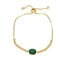 Bracciale vintage dorato con zircone ovale verde e chiusura a sfera regolabile - Verde