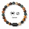 Detailed shot of Cancer zodiac bead bracelet with tiger eye and natural stones - Cancer-Elastic Style