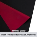 Two-tone 56x56cm bouquet wrapping paper in black and burgundy, 20 sheets per pack - Wine Red + Black