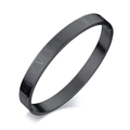 Minimalist black stainless steel bracelet featuring engraved Roman numeral design - Black