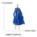 Broche femme modèle en émail bleu avec bordure dorée et dimensions précises - Bleu