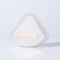 White triangle marshmallow cushion puff with pink ribbon handle in a clear storage case - Marshmallow Puff [Triangle Boxed]