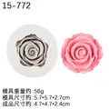 Pink rose silicone mold for DIY fondant cake baking with detailed floral petal textures - 2#15-772 Rose / Gray