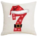 Christmas pillowcase featuring red number 7 with Santa hat and snowflake patterns - Number 7 / 45*45cm (Single-sided Print, Without Insert)