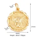 Golden embossed angel pendant charm with beaded edge for DIY jewelry making - Relief Round / Gold