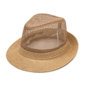 Cappello da sole traspirante marron chiaro da uomo con rete in stile fedora - 58cm / Cachi