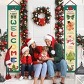 Christmas gnome welcome porch signs set with festive cartoon characters on white canvas - Welcome Winter Animals Style (008)