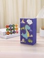 Purple dinosaur cartoon gift bag set with matching round sealing stickers for kids - Deep Blue