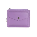 Purple faux leather mini wallet with silver zipper, snap pocket and keychain ring - Purple