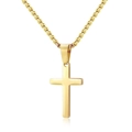Golden double layer cross pendant necklace with stainless steel curb and snake chain - Single Layer / Gold