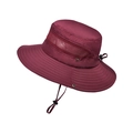 Dark red outdoor sun hat with breathable mesh and adjustable chin strap - Burgundy