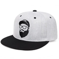 Two-tone snapback baseball cap with grey crown, black brim, and beard man embroidery - Adjustable / Gray