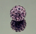 Macro shot of an 8mm purple crystal disco ball bead with sparkling rhinestones for DIY crafts - Light Purple