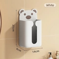 Witte beer-vormige wandgemonteerde opbergdoos, 25 cm plastic tissuehouder - Beer stijl / Crèmewit