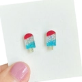 Sparkling red white and blue popsicle stud earrings for July 4th celebration - Patriotic Popsicle / Color 6