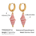Detailed size chart for pink seashell earrings made of gold stainless steel - Pink Conch (YYE025237-A)