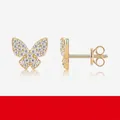 Elegant gold butterfly stud earrings with sparkling pavé moissanite stones - E15287 Pave Butterfly Style (Gold)