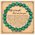Handmade 8mm green malachite bead friendship bracelet on a motivational message card - 8mm Beads With Card / Malachite Green
