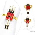 Christmas Nutcracker Soldier napkin ring with red and white enamel on gold metal base - Nutcracker King (69)