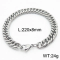 Polished titanium steel Cuban link bracelet with lobster clasp, 220x8mm size - Style C 8mm 220mm(KB165937-ZZ)