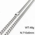 Silver stainless steel Cuban link necklace for men 710x6mm size with lobster clasp - 6mm x 710mm
