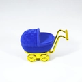 Portagioie a forma di carrozzina in velluto blu reale con ruote in metallo dorato - 86X42X63MM / Blu