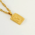 Golden rectangular necklace with embossed letter Y and radiant solar texture detail - Letter Y