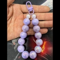 DIY purple iridescent beaded phone charm and keychain with metallic lobster clasp - Purple Iridescent