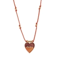 Custom heart necklace with red woven cord, golden beads, and engraved Amera pendant - Red Heart Necklace