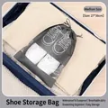Dark grey travel shoe bag in medium size 27x36cm with transparent window and drawstring - Medium (36*27cm) / Light Gray
