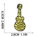 Detailed view of yellow and black guitar embroidery patch with size measurements - Guitar Style (X15SD-07-03)