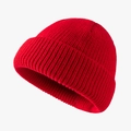 Classic red ribbed acrylic knit beanie with folded cuff for winter warmth and comfort - 56-58cm(Elastic) / Red