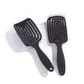 Set of two black hollow curved vented hairbrushes for professional styling and detangling - Square Mosquito Shape / Square Black
