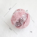 Pink plush Christmas ball ornament with sparkling silver sequins and white pearls - Pink Faux Fur Ball