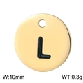 Polished golden stainless steel round pendant with black letter L, width 10mm weight 0.3g - Letter L Gold (KLJ1389-Z)
