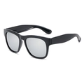 Gafas de sol retro de gran tamaño con montura negra gruesa y lentes de espejo plateadas - Negro Brillante / Plata