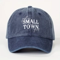 Washed navy blue cotton baseball cap with just a SMALL TOWN girl embroidery - One Size / Navy Blue