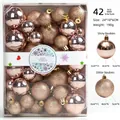42-piece rose gold Christmas ornament set with shiny and glitter finishes in mixed sizes - 42 Pieces/Pack / Rose Gold