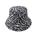 Modischer Fischerhut mit Zebra-Print und weicher Kunstfell-Textur für Streetstyle - Einheitsgröße / Schwarze Zebrastreifen